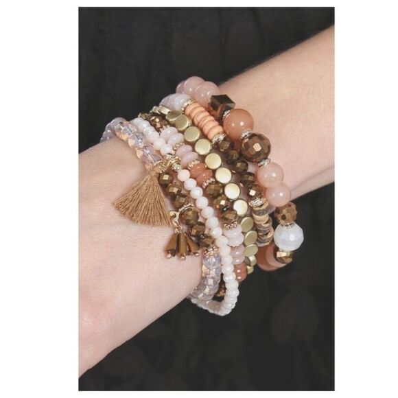 Stackable six strand beaded bracelet NWT - Picture 1 of 4